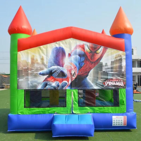 Banner Bounce House with spiderman art panel