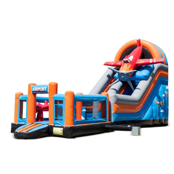 Inflatable 3D air plane bouncy castle slide